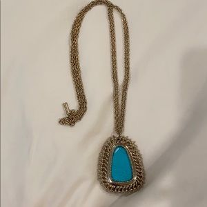 Kendra Scott gold and turquoise statement necklace